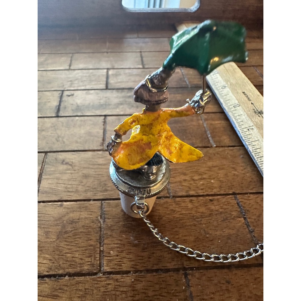 Vintage WTU Clown Umbrella Wine Bottle Stopper Cork Chain Painted Metal